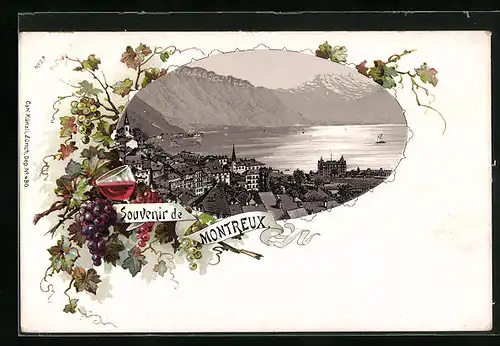 Lithographie Montreux, Teilansicht