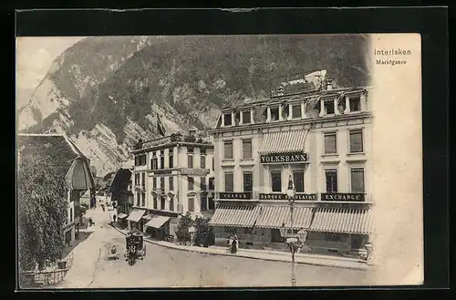 AK Interlaken, Marktgasse mit Volksbank