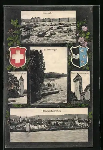 AK Rheinfelden, Stauwehr, Salmenwage, Messerturm