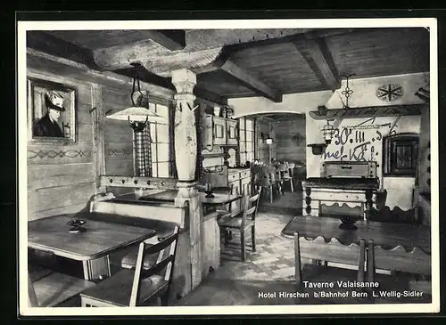 AK Bern, Hotel Hirschen, Taverne Valaisanne, Innenansicht