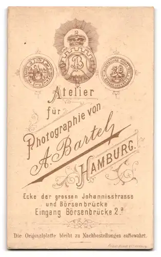 Fotografie A. Bartel, Hamburg, Gr. Johannisstrasse, Junger Herr mit markanten Gesichtszügen