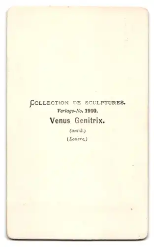 Fotografie unbekannter Fotograf und Ort, Venus Genitrix, Collection de Sculptures