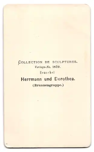 Fotografie unbekannter Fotograf und Ort, Statue Hermann und Dorothea (Brunnengruppe) nach Henschel