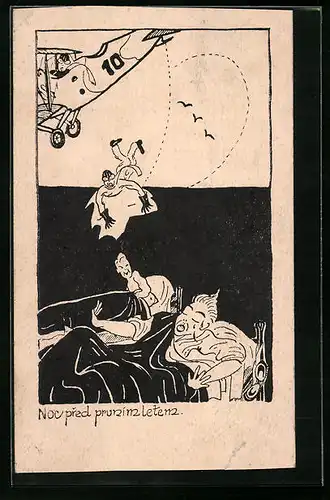 Künstler-AK Noc pred prunimletem, Albtraum vom Fliegen