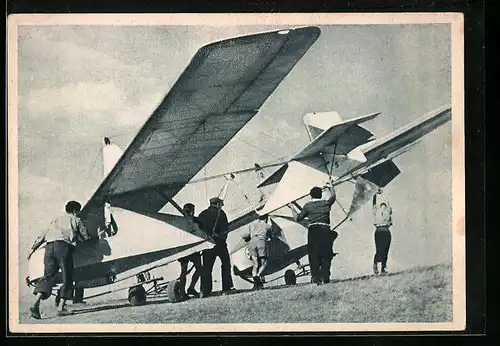 AK Transport klzákov na start, Segelflugzeug wird transportiert