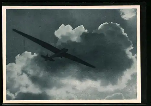 AK Plachtení v termice, Segelflugzeug hoch in der Luft