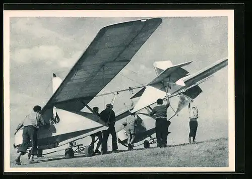 AK Transport kluzáku na start, Segelflugzeug wird transportiert