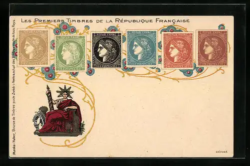 AK Erste Briefmarken aus Frankreich