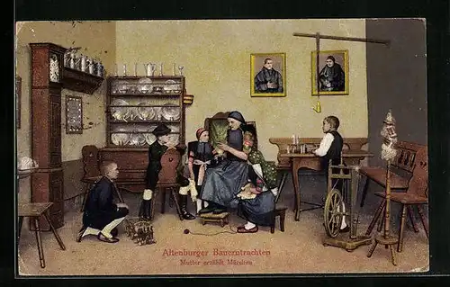 AK Altenburger Bauerntrachten, Mutter erzählt Märchen