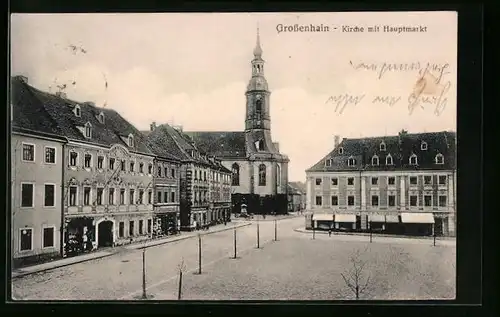 AK Grossenhain, Kirche mit Hauptmarkt