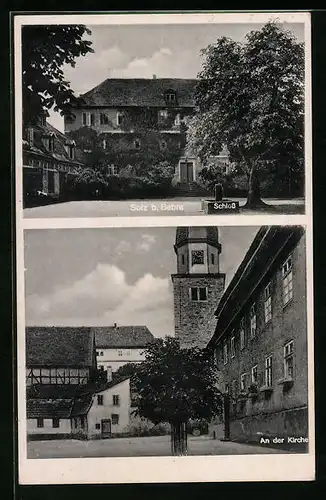 AK Solz b. Bebra, An der Kirche, Schloss