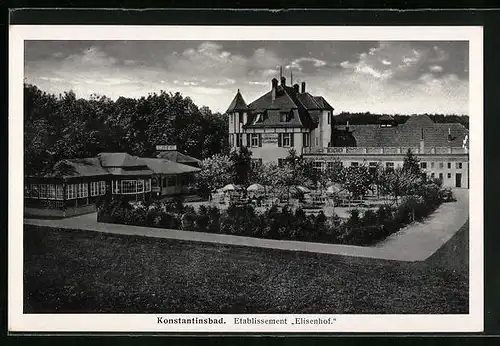 AK Konstantinsbad, Etablissement Elisenhof aus der Vogelschau