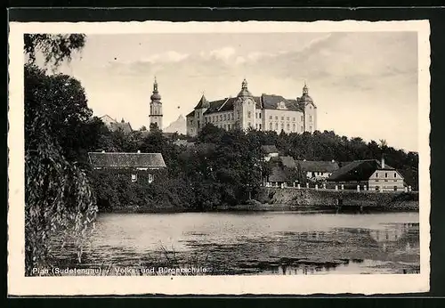 AK Plan /Sudetengau, Volks- und Bürgerschule