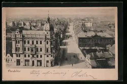 AK Pardubice, Teilansicht aus der Vogelschau