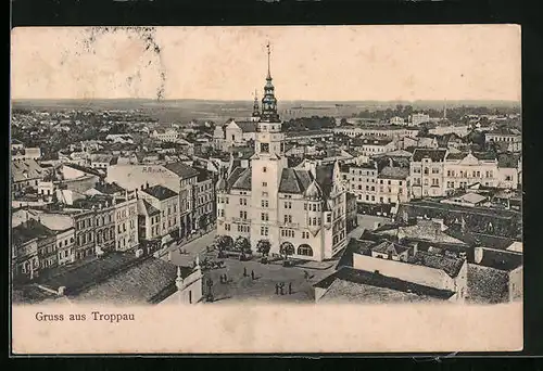 AK Troppau, Ortsansicht aus der Vogelschau