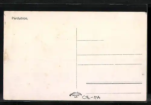 AK Pardubice, Strassenpartie aus der Vogelschau