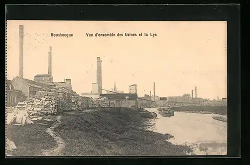 AK Bousbecque, Vue d`ensemble des Usines et la Lys