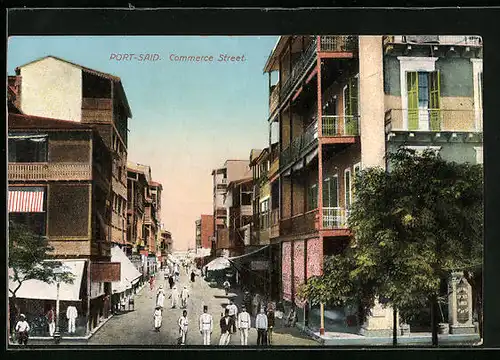 AK Port-Said, Rue de Commerce, Strassenpartie