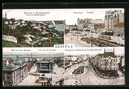 AK Belgrad, Vue de Kalimegdan, Terazia, Vue sur le Danube
