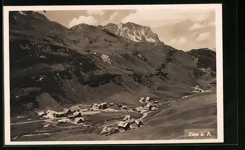 AK Zürs a. A., Ortsansicht aus der Vogelschau