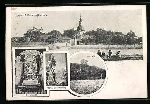 AK Prag / Praha, Kostel P. Marie na Bile Hore, Hlavni oltar, Obraz Bohorodicky