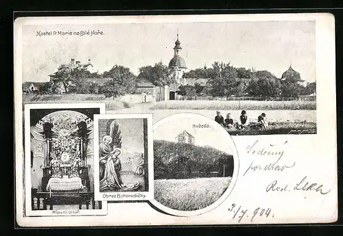 AK Prag / Praha, Kostel P. Marie na Bile Hore, Hlavni oltar, Obraz Bohorodicky