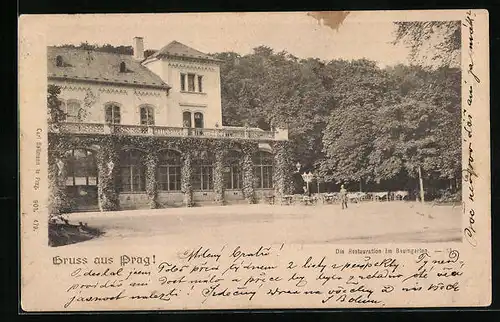 AK Prag / Praha, Restaurant im Baumgarten