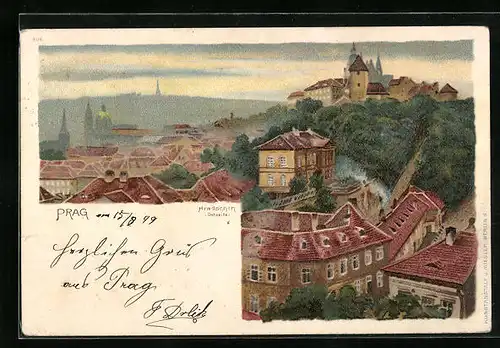 Lithographie Prag / Praha, Hradschin, Ostseite