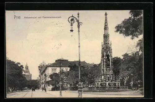 AK Prag / Praha, Franzensquai und Franzensmonument