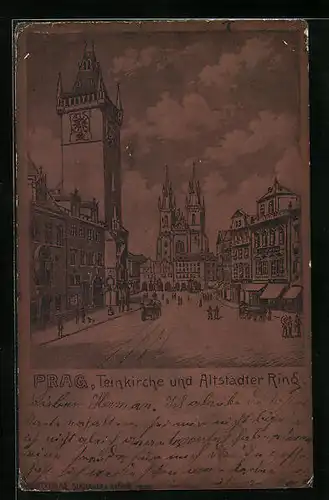 AK Prag / Praha, Teinkirche und Altstädter Ring