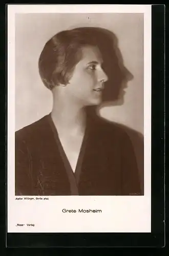 AK Schauspielerin Grete Mosheim von der Seite - Portrait mit Schattenwurf