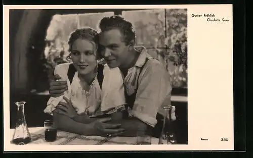 AK Schauspieler Gustav Fröhlich und Schauspielerin Charlotte Susa in einer Filmszene