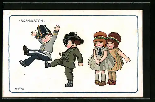 Künstler-AK A. Bertiglia: Rivendicazioni, Propaganda Entente