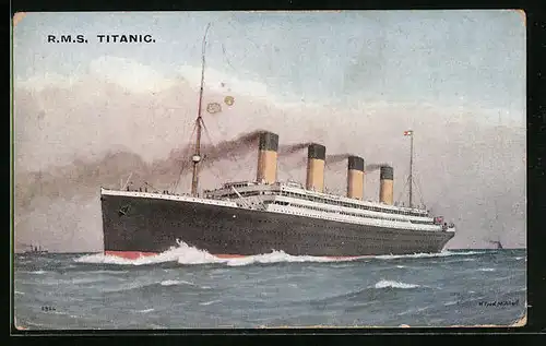 Künstler-AK Passagierschiff RMS Titanic fährt ihrem Schicksal entgegen, White Star Line