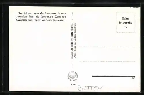 AK Zetten, H.B.S. Kweekschool De Christelijke Normaalschool