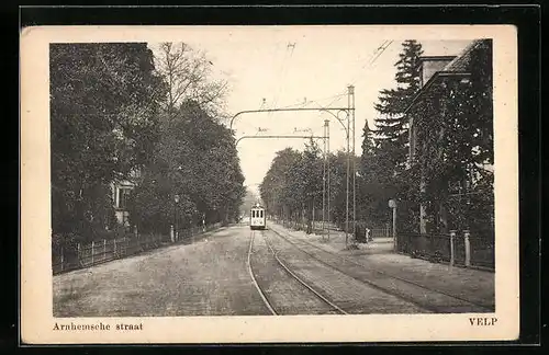 AK Velp, Arnhemsche straat, Strassenbahn