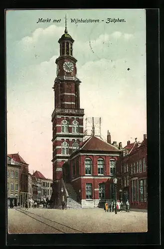 AK Zutphen, Markt met Wijnhuistoren