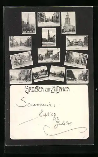 AK Zutphen, Walburgkerk, Stationsplein, Sprongstraat