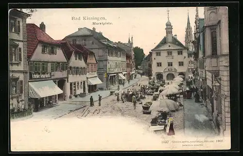 AK Bad Kissingen, Marktplatz mit Geschäften