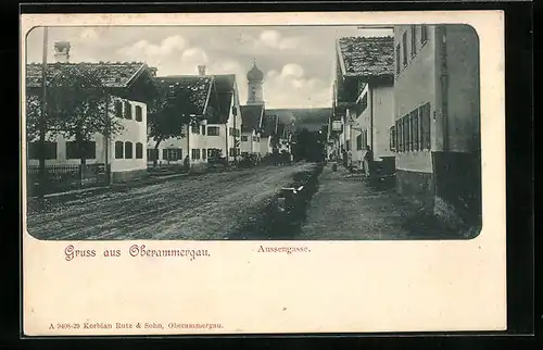 AK Oberammergau, Strassenpartie der Aussengasse