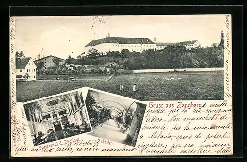 AK Zangberg, Arkaden, Speisesaal d. Zöglinge, Panorama