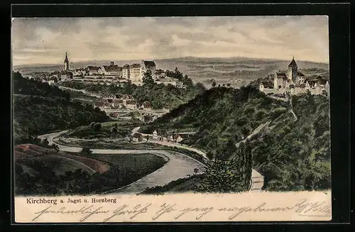 Künstler-AK Kirchberg a. Jagst, Totalansicht mit Hornberg