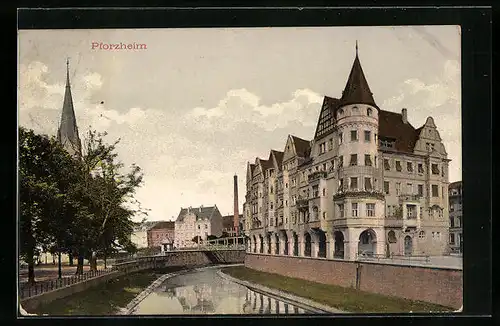 AK Pforzheim, Strassenpartie an den Arkaden