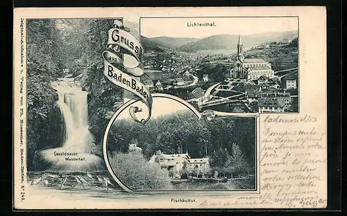 AK Baden-Baden, Lichtenthal, Geroldsauer Wasserfall, Fischkultur