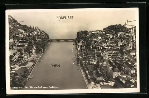 AK Konstanz /Bodensee, Der Rheinabfluss vom Bodensee