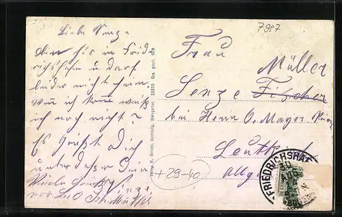 Goldfenster-AK Weingarten i. W., Teilansicht mit Benediktiner Abtei