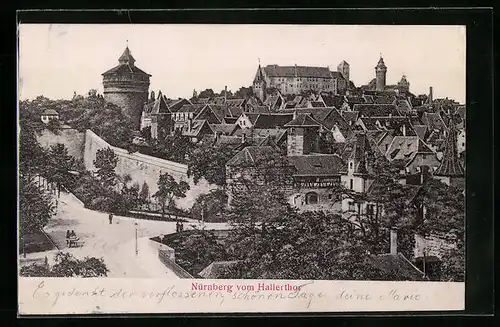 Relief-AK Nürnberg, Teilansicht vom Hallertor aus gesehen