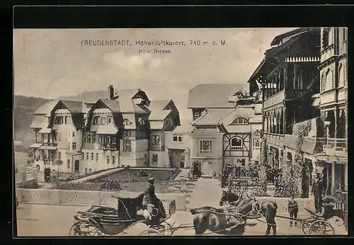 AK Freudenstadt, Hotel Rappen mit Kutsche