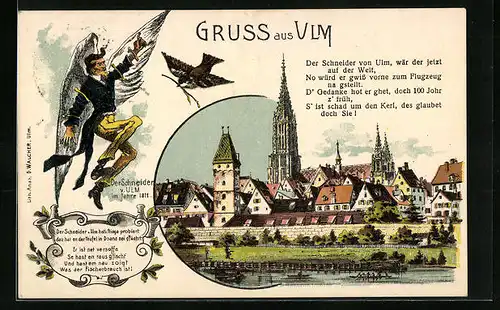 Lithographie Ulm, Der Schneider von Ulm, Münster