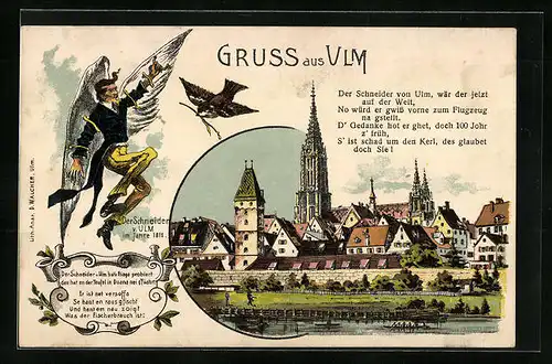 Lithographie Ulm, Der Schneider von Ulm, Münster